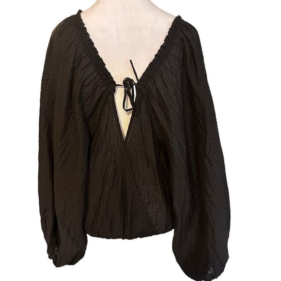 Free People Alicia Top in Black Size Small Oversized Balloon Sleeve - Picture 11 of 16